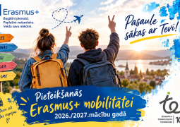 Pieteikšanās Erasmus+ mobilitātei 2026./2027.mācību gadā – audzēkņiem un pedagogiem